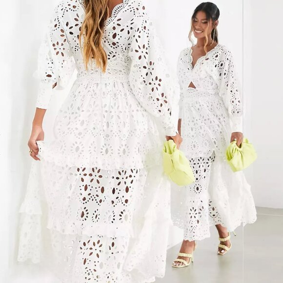 ASOS EDITION White Lace Midi Dress - New With Tags - Sz 4 - Picture 2 of 4